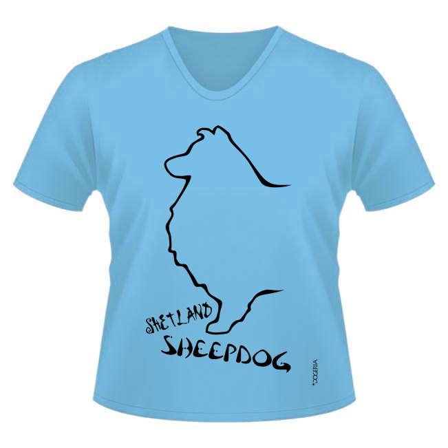 Shetland Sheepdog T-Shirts Women's V Neck Premium Cotton