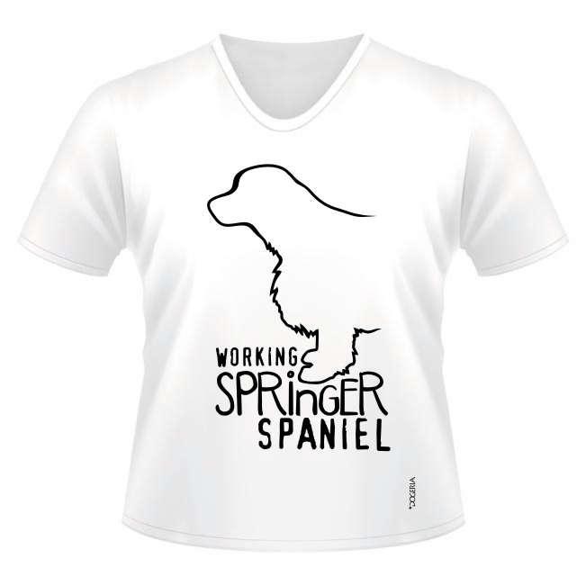 Working Springer Spaniel T-Shirts Women's V Neck Premium Cotton