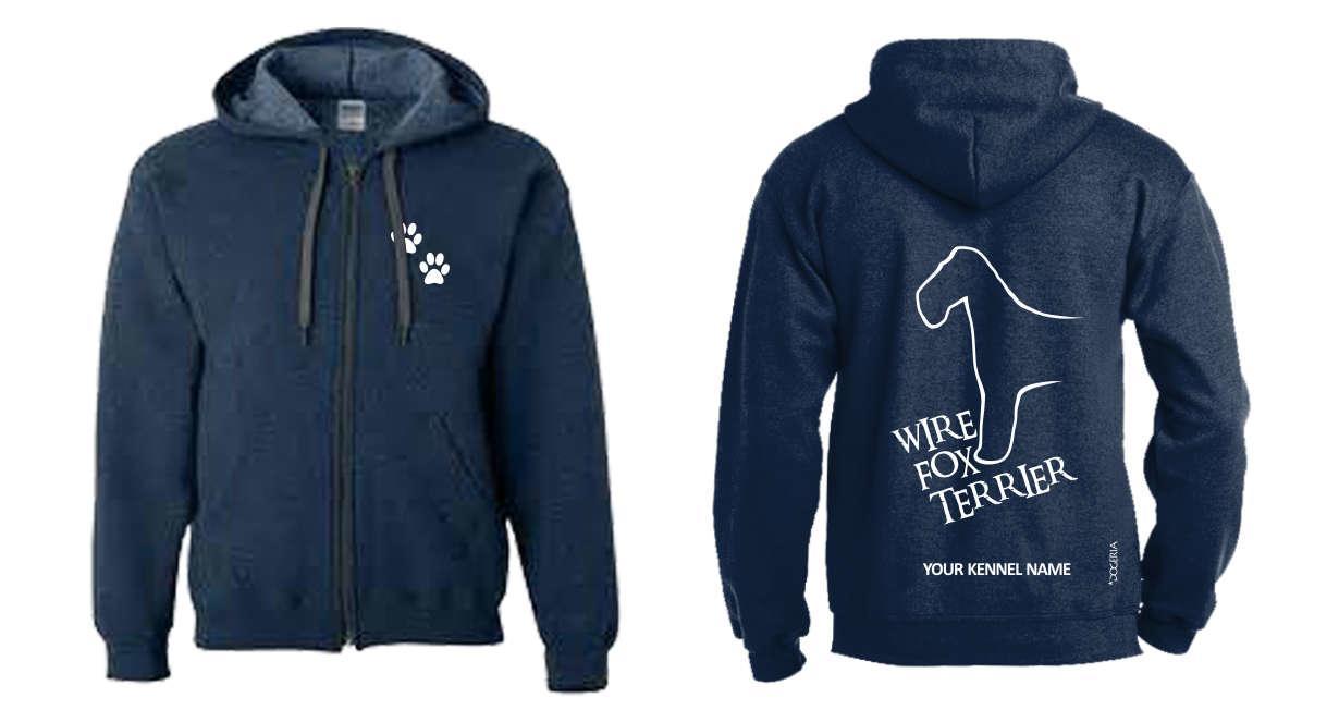 Wire Fox Terrier Dog Breed Hoodie Women's & Men's Full Zipped Heavy Blend Exclusive Dogeria Design