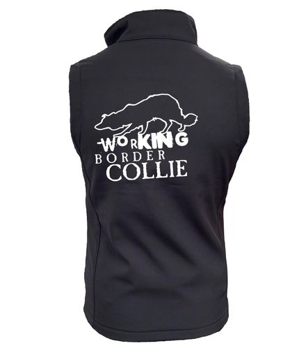 Working Border Collie Dog Breed Design Softshell Gilet Full Zipped Women's & Men's Styles