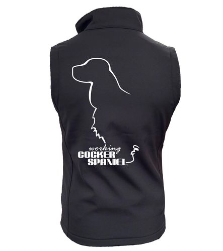 Working Cocker Spaniel Dog Breed Design Softshell Gilet Full Zipped Women's & Men's Styles