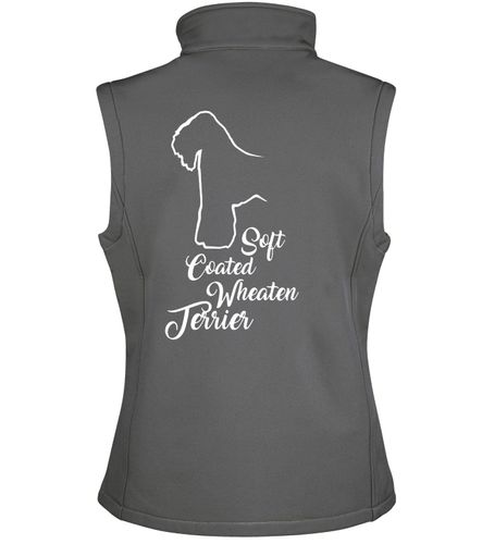 Soft Coated Wheaten Terrier hoodie and softshell jacket with flowing coat artwork and customisable name or logo design