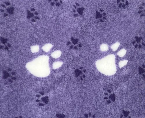 Dogeria Bedding for Dogs Rubber Backed Purple with Small and Large Paws