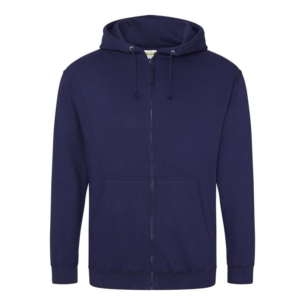 Plain Oxford Navy Zipped Hoodie