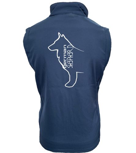Unisex German Shepherd Softshell Gilet Navy-Navy (White)