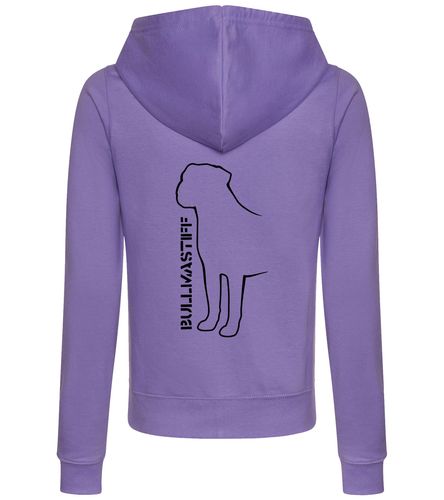 Female Bullmastiff (Standing) Zipped Hoodie Lavender (Black)
