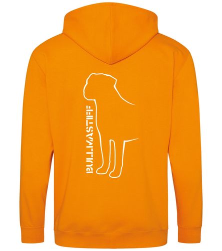 Unisex Bullmastiff (Standing) Zipped Hoodie Orange Crush (White)