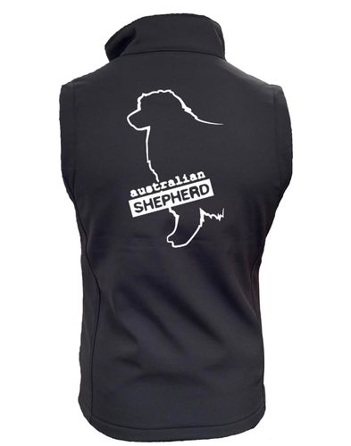 Female Australian Shepherd Softshell Jacket Black (White)