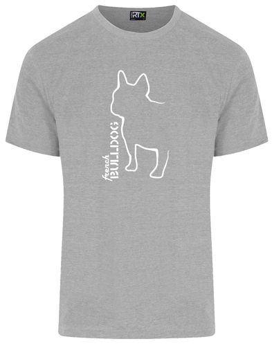 Unisex French Bulldog (Outline) T-Shirt Heather Grey (White)