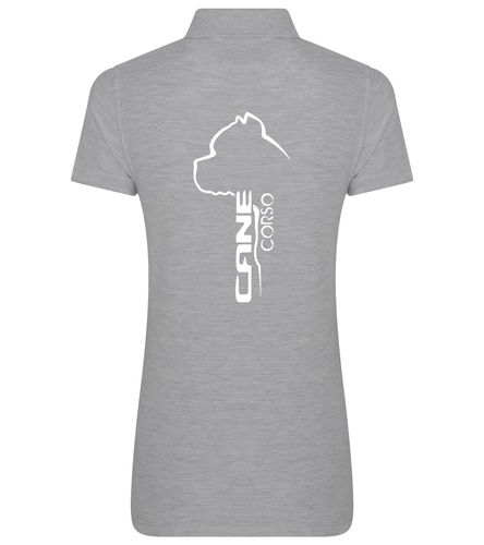 Female Cane Corso Polo Shirt Heather Grey (White)