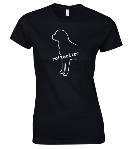 Female Rottweiler Roundneck T-Shirt Black (White)