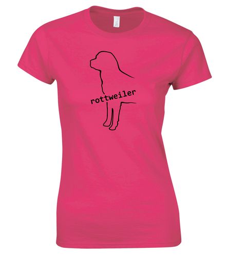 Female Rottweiler Roundneck T-Shirt Pink (Black)