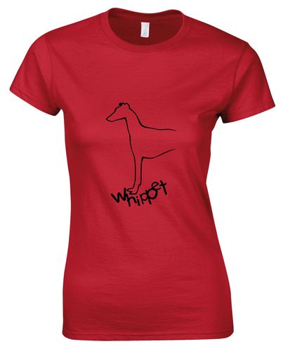 Female Whippet Roundneck T-Shirt Red (Black)
