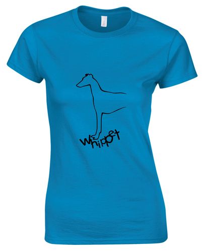 Female Whippet Roundneck T-Shirt Sapphire Blue (Black)