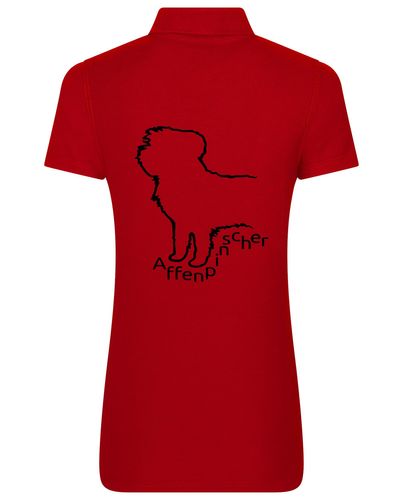 Female Affenpinscher Polo Shirt Red (Black)