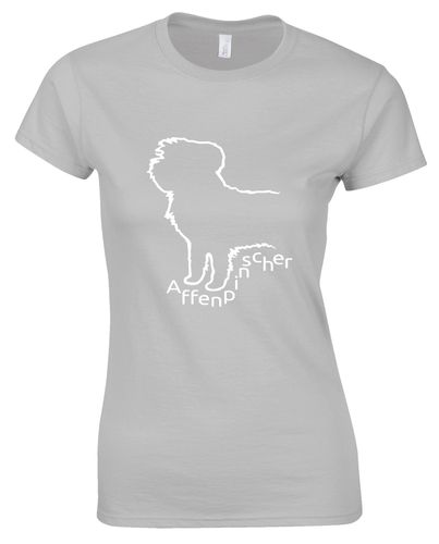 Female Affenpinscher Roundneck T-Shirt Sports Grey (White)