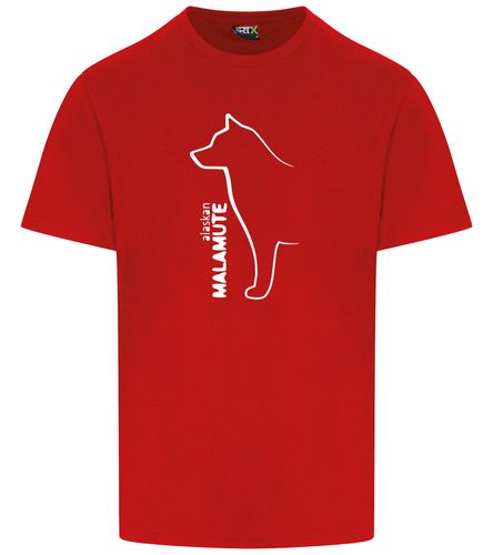 Unisex Alaskan Malamute Roundneck T-Shirt Red (White)