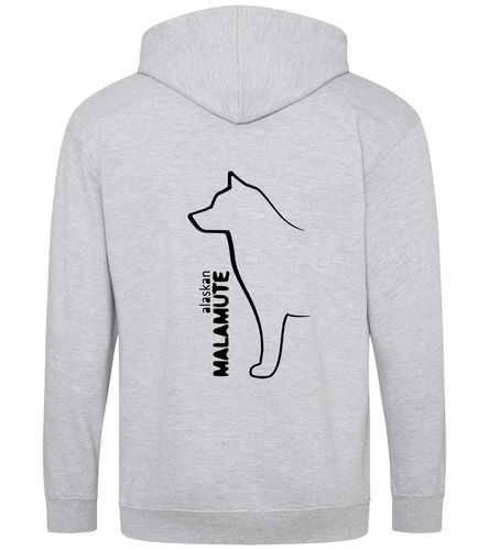 Unisex Alaskan Malamute Zipped Hoodie Heather Grey (Black)