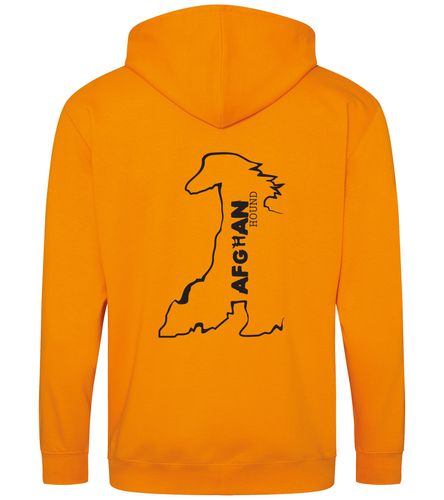 Unisex Afghan Hound Zipped Hoodie Orange Crush (Black)