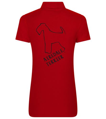 Female Airedale Terrier Polo Shirt Red (Black)