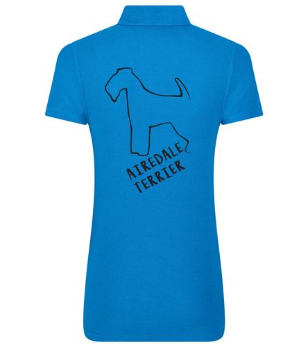 Female Airedale Terrier Polo Shirt Sapphire Blue (Black)