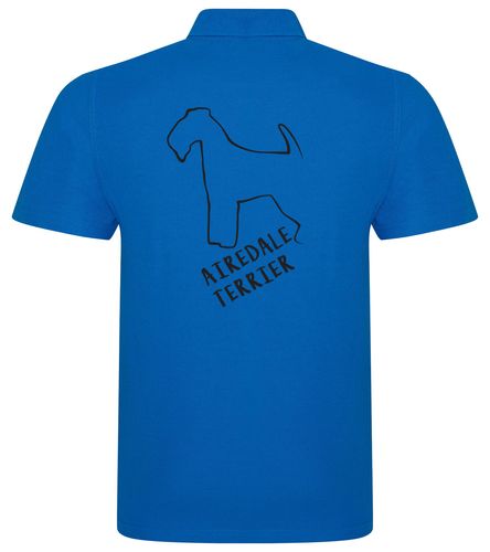 Unisex Airedale Terrier Polo Shirt Sapphire Blue (Black)