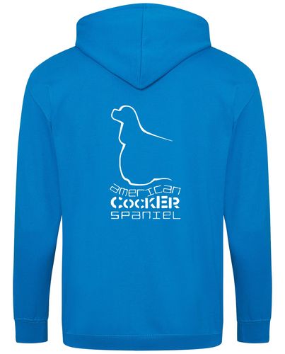 Unisex American Cocker Spaniel Zipped Hoodie Sapphire Blue (White)