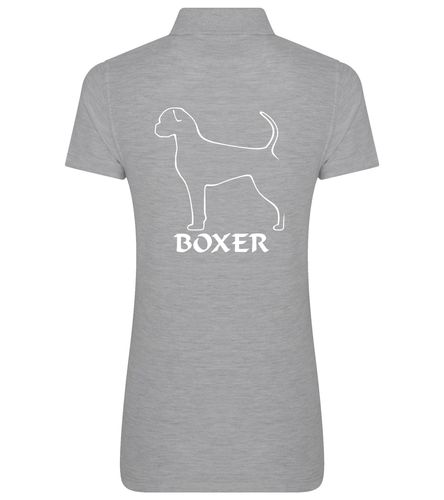 Female Boxer Ear Drop (2) Polo Shirt Heather Grey (White)