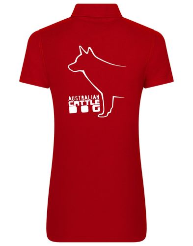 Female Australian Cattle Dog Polo Shirt Red (White)