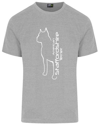 Unisex American Staffordshire Terrier Roundneck T-Shirt Heather Grey (White)