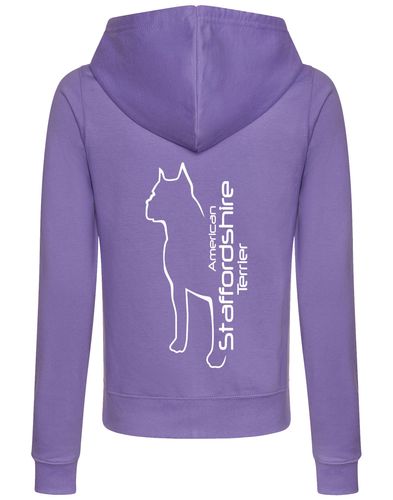 Female American Staffordshire Terrier Zipped Hoodie Lavender (White)