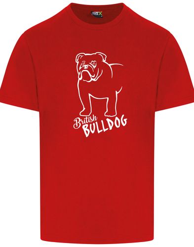 Unisex British Bulldog Roundneck T-Shirt Red (White)