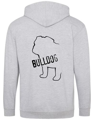 Unisex Bulldog (Body Design) Zipped Hoodie Heather Grey (Black)