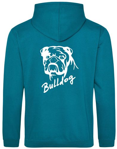 Unisex Bulldog (Head Design) Pullover Hoodie Jade (White)