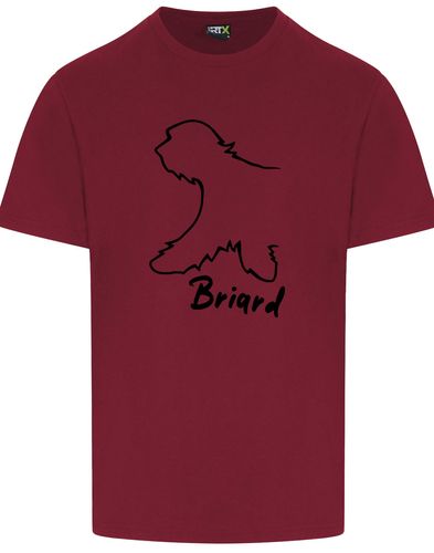 Unisex Briard Roundneck T-Shirt Burgundy (Black)