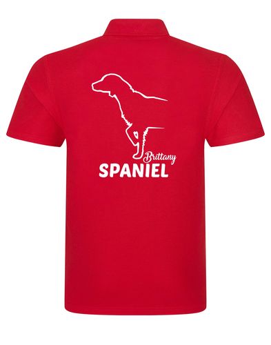 Unisex Brittany Spaniel Polo Shirt Red (White)