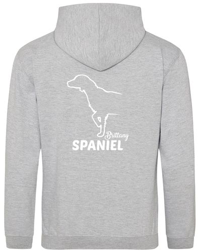 Unisex Brittany Spaniel Pullover Hoodie Heather Grey (White)