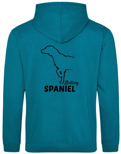 Unisex Brittany Spaniel Pullover Hoodie Jade (Black)