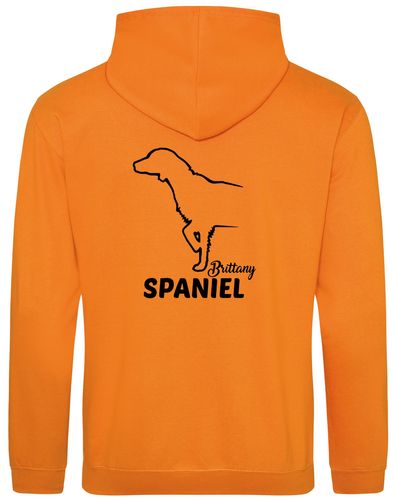 Unisex Brittany Spaniel Pullover Hoodie Orange Crush (Black)