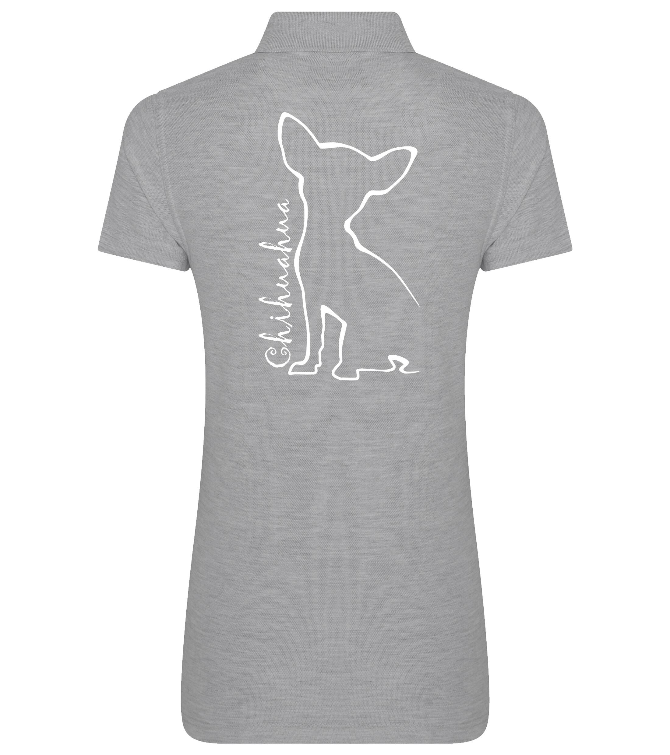 Women’s Cotton Polo with Chihuahua Outline Design – Perfect for Every Chihuahua Lover