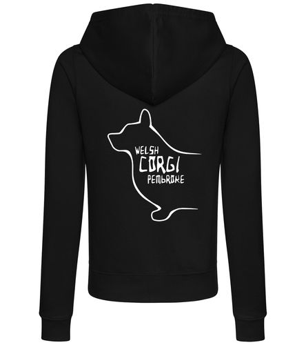 Corgi Pembroke (Welsh) Outline Women’s Zipped Hoodie – Cozy & Perfect for Corgi Pembroke Lovers