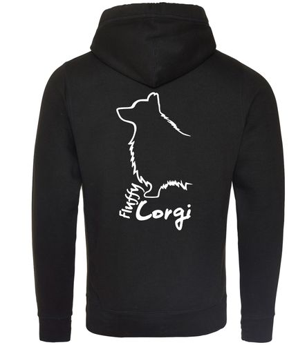 Unisex Crossneck Pullover Hoodie with Corgi Fluffy Dog Breed Design