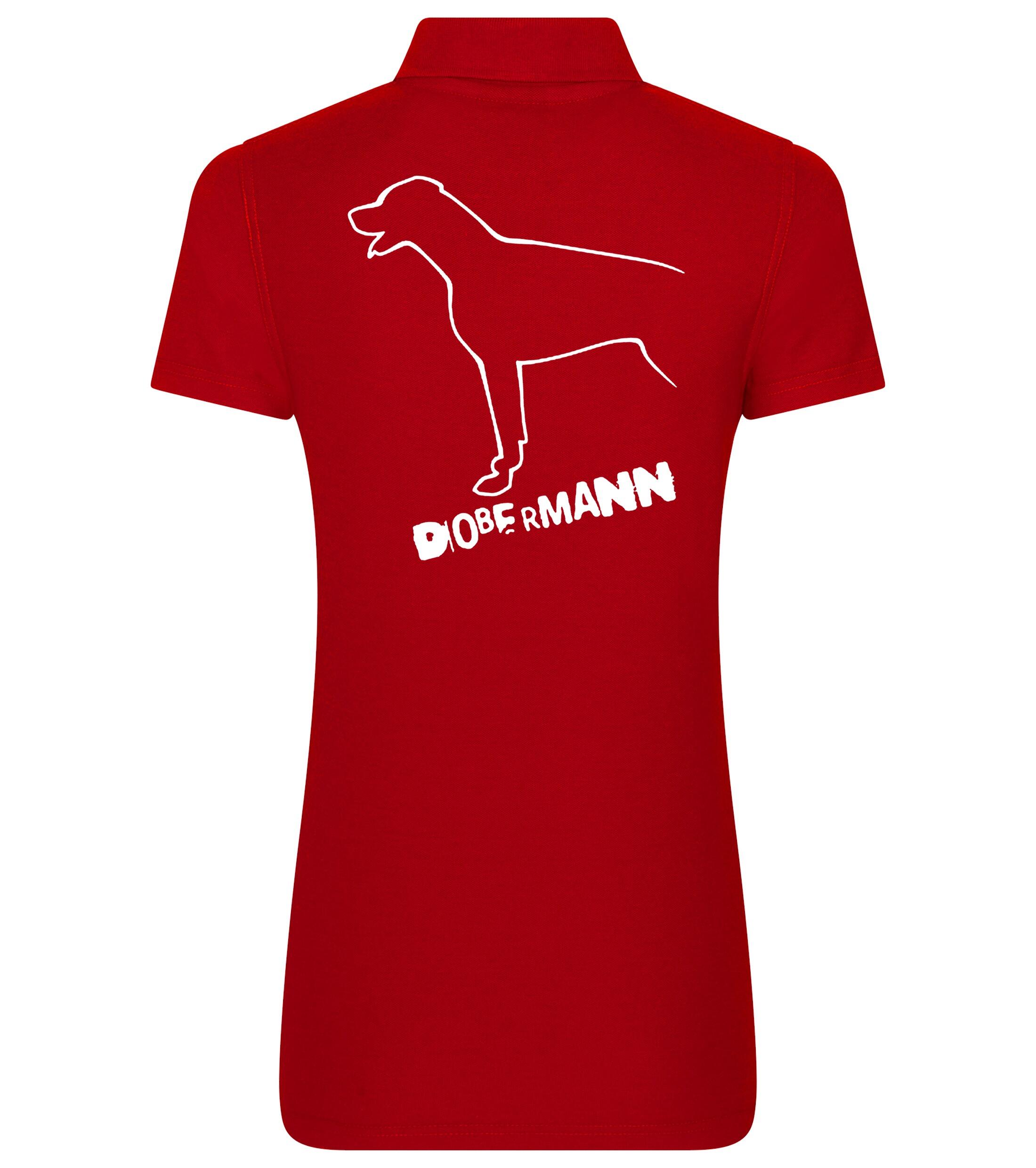 Dobermann (Outline) Women’s Cotton Polo – Timeless Elegance for Dobermann Enthusiasts