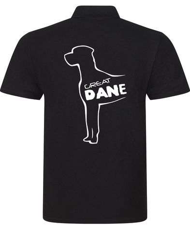 Unisex cotton polo featuring an exclusive Great Dane design, crafted from breathable fabric with a relaxed fit, perfect for casual outings or dog events.