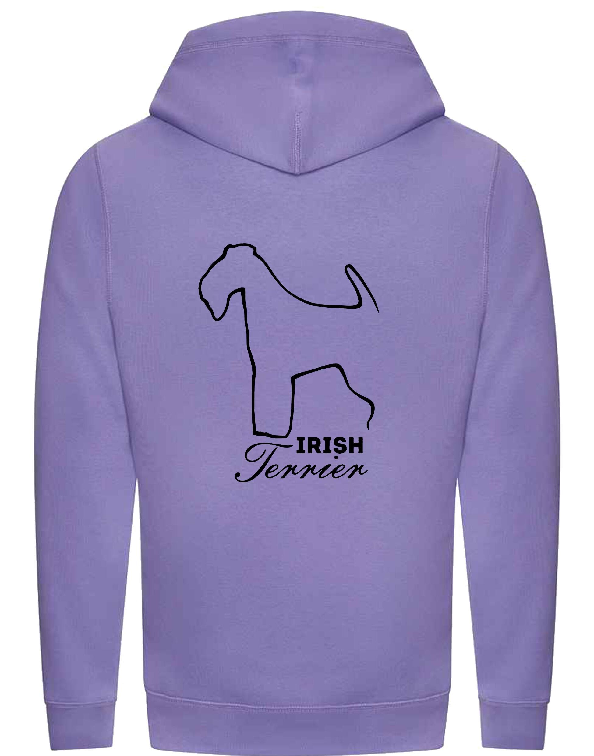 Irish Terrier Crossneck Pullover Hoodie with exclusive breed artwork, modern crossneck design, and practical kangaroo pocket.