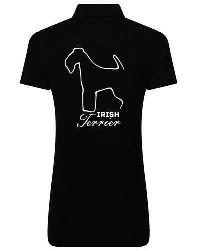 Women's Cotton Polo featuring exclusive Irish Terrier design, made from soft, breathable cotton for comfort and style.
