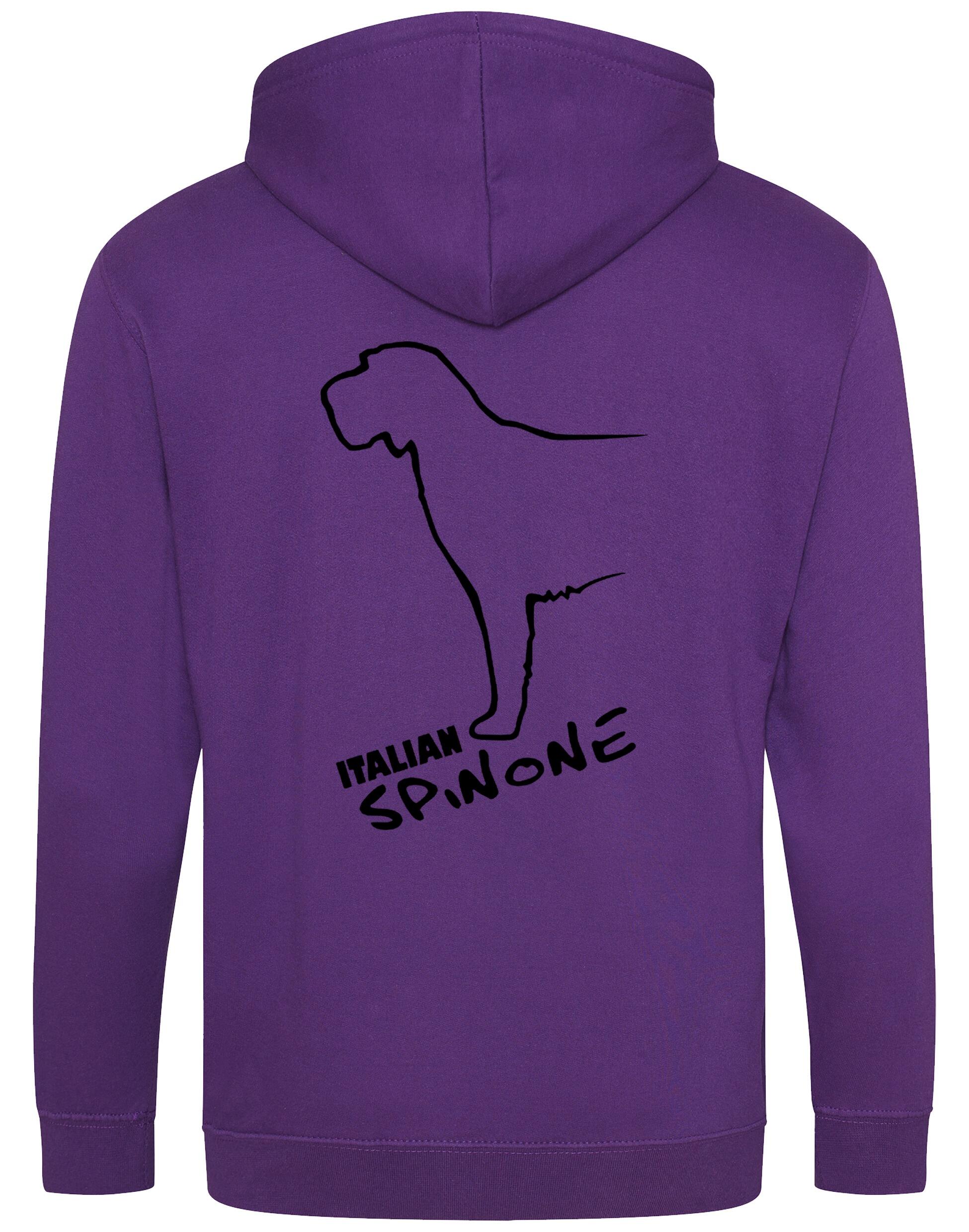 Italian Spinone zipped hoodie featuring exclusive breed artwork, personalization options, and practical details like a full-zip closure and cozy pockets.