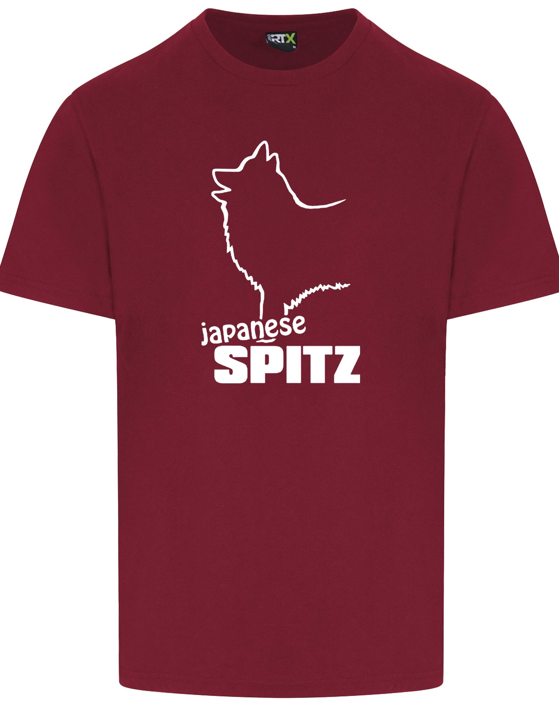 Unisex roundneck T-shirt with exclusive Japanese Spitz artwork, perfect for breed enthusiasts.
