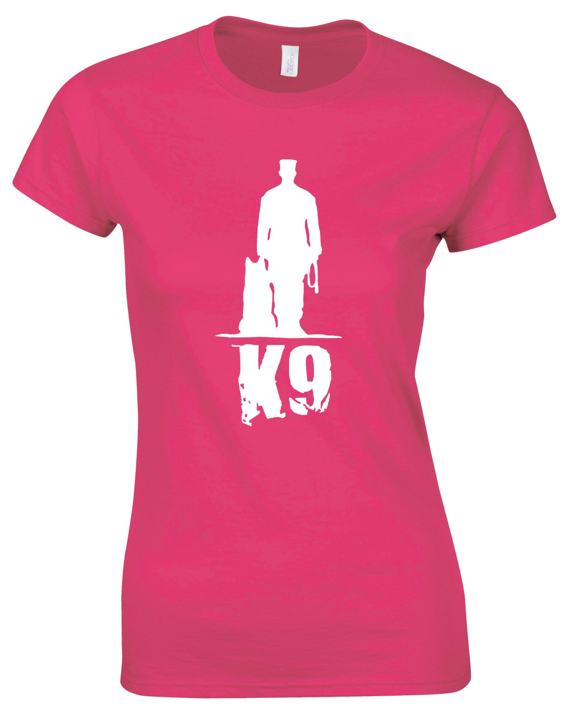 K9 Female Roundneck T-shirt featuring exclusive dog-inspired artwork, crafted from soft breathable cotton with a flattering feminine fit.