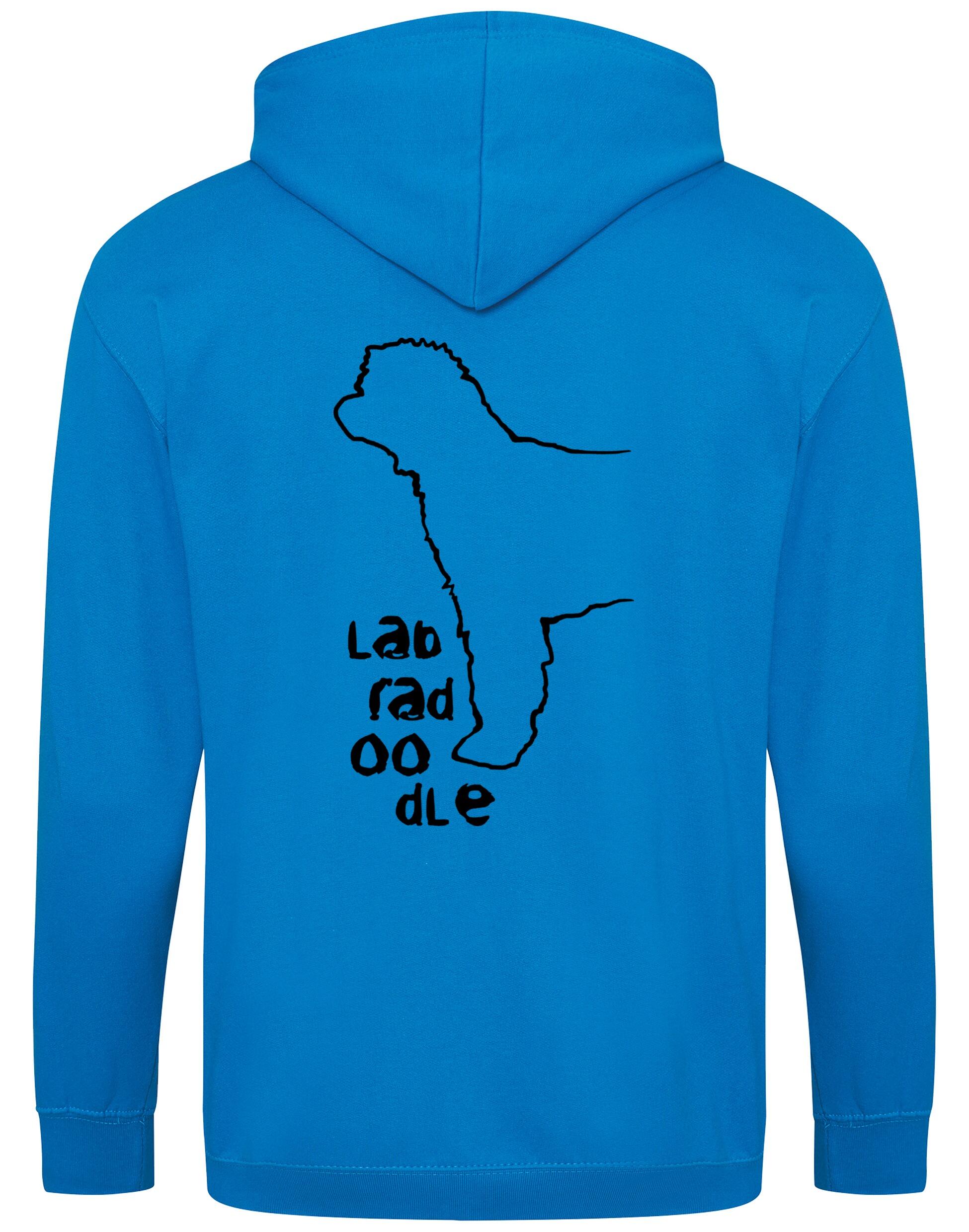 Labradoodle Zipped Hoodie with exclusive breed artwork, personalization options, and practical features for comfort and style.
